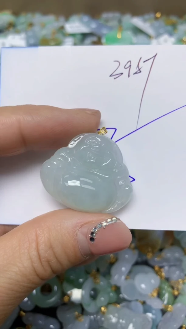【闪购商品】翡翠挂件18K金镶嵌 天然翡翠A货