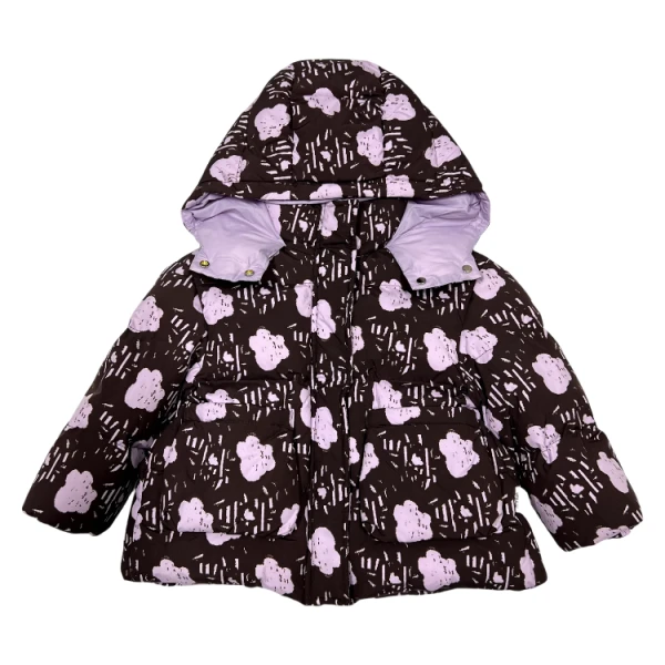 布娜诺女童连帽印花时尚羽绒服冬装2025新款儿童白鸭绒三防外套