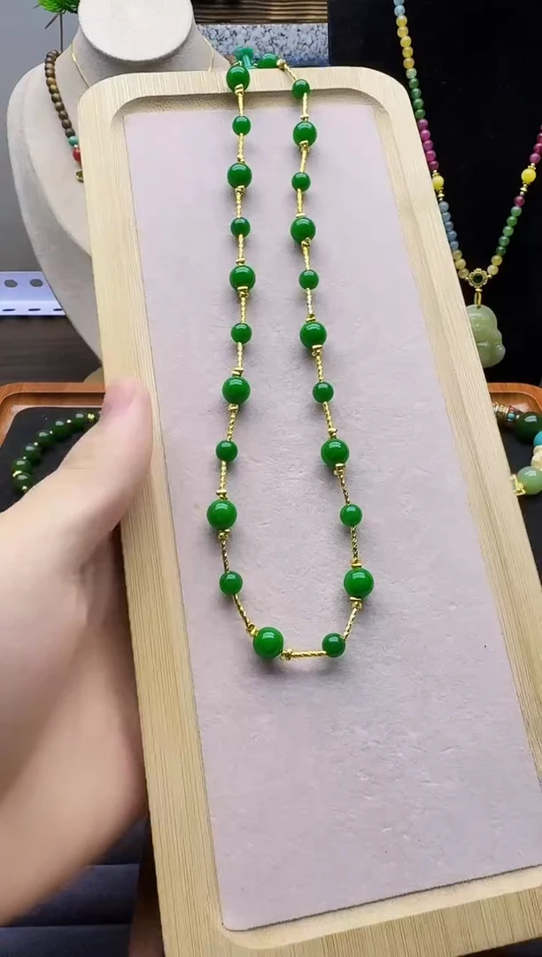 翡翠14K金镶嵌颈饰X174