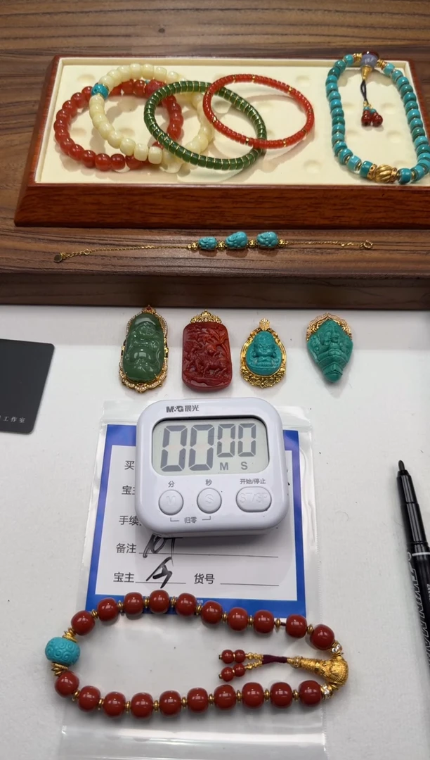 18K金镶嵌配饰配饰南红玛瑙羊*～手串手串