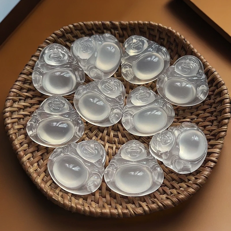 天然白冰玉髓双面大佛公冰透玉髓笑佛吊坠挂件送挂绳（多样性发货）