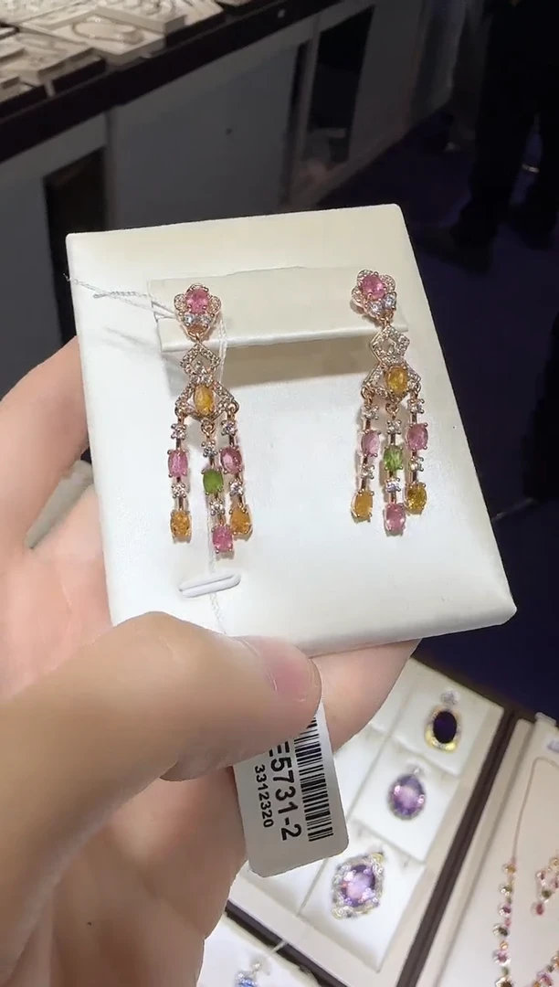 【闪购商品】碧玺耳饰银S925镶嵌设计款