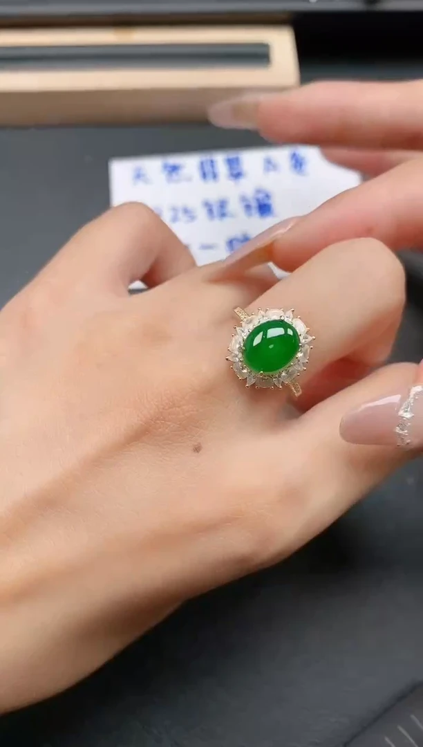 银S925镶嵌戒指翡翠11