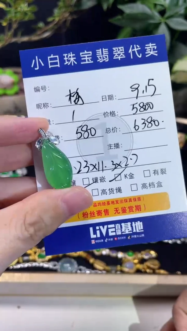 吊坠(不含链)18K金镶嵌翡翠梅**春吊坠