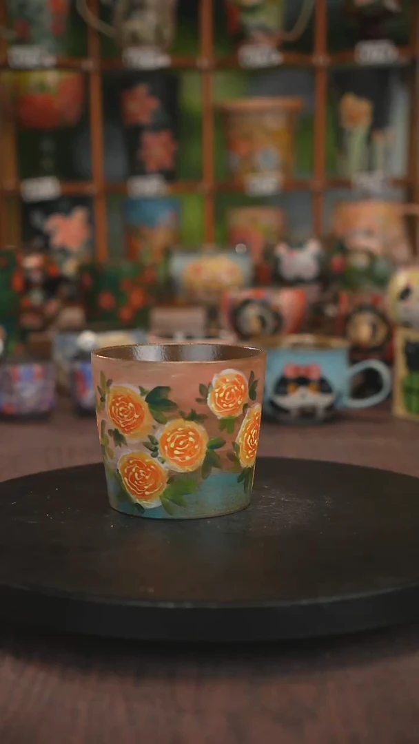 紫砂油画手绘釉下彩