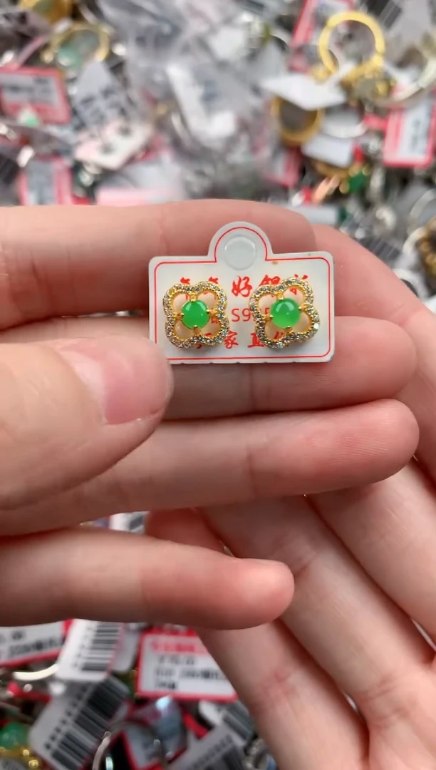 银S925镶嵌戒指翡翠5555----5