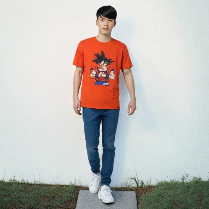 夏季新品日本动漫七龙珠悟空贝吉塔男女同款圆领印花宽松短袖T恤