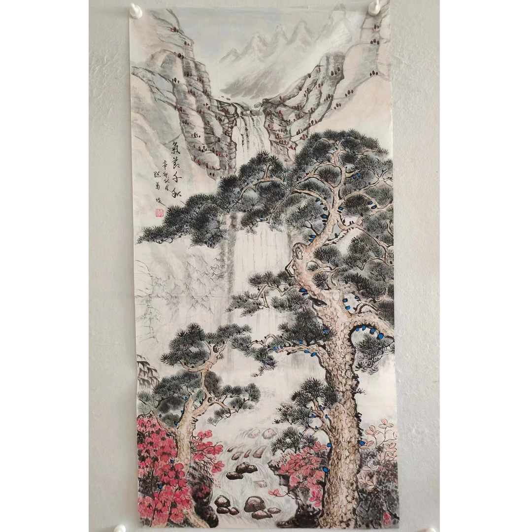 1541纯手绘老字画《气节千秋》中堂  尺寸：137×68