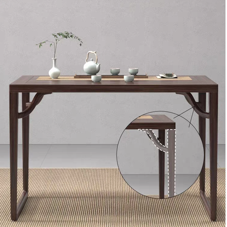 禅意简约乌金木阳台小茶桌全榫卯结构