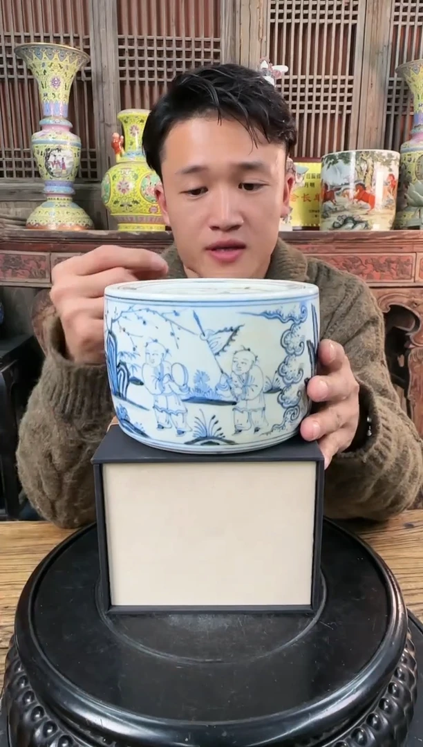 【闪购商品】摆件陶瓷 摆件 五子登科 蛐蛐罐