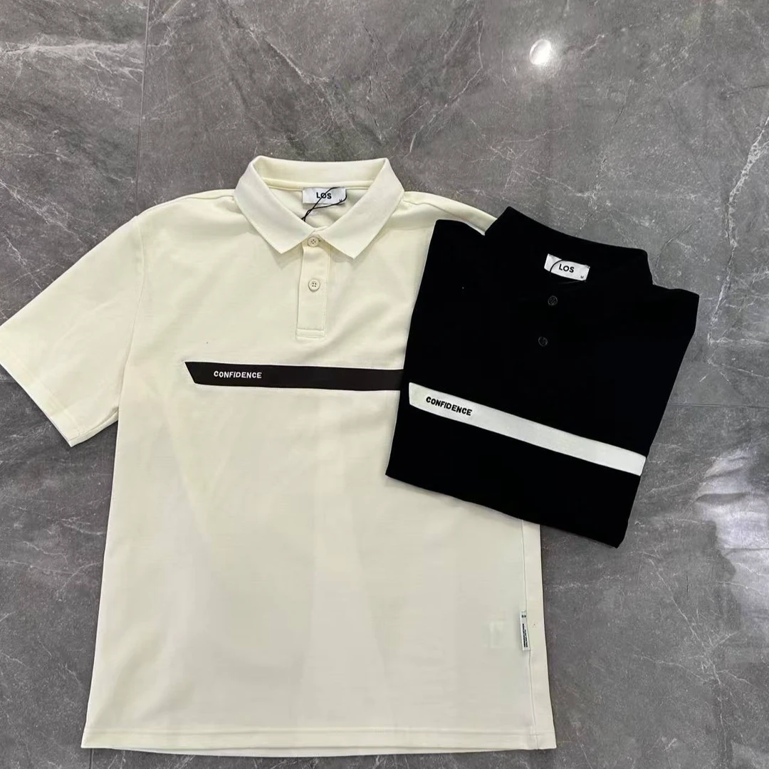 FDBW2025短袖夏季翻领常规款字母印花T恤撞色上衣夏款条纹polo