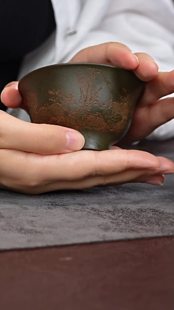 茶杯紫砂青段 罗汉 主人杯