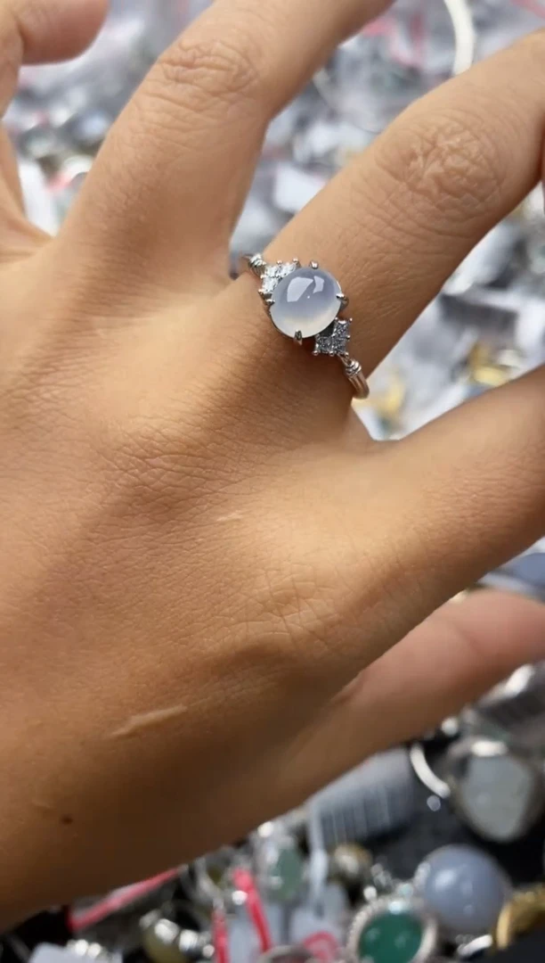 银S925镶嵌戒指翡翠7777----1