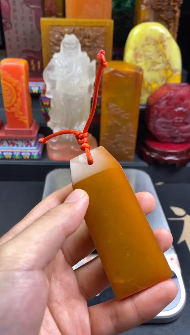 寿山石印石田黄手牌章 大吉祥