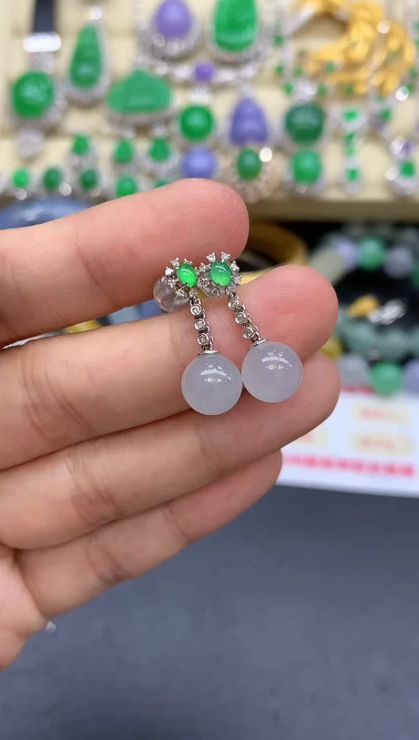 18K金镶嵌翡翠耳饰405-中国好珍宝