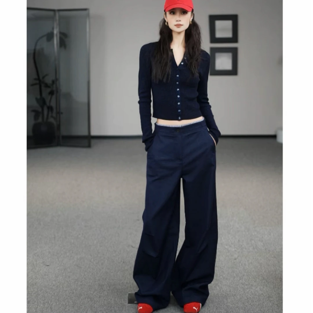 AMASS/阿玛施新款高腰显瘦潮流造型百搭休闲工装小弯刀裤女510029