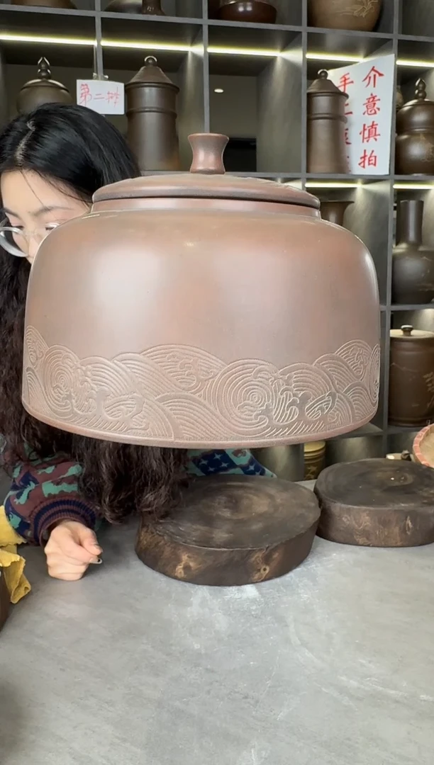 【闪购商品】罐本陶手作坭兴陶半斤装浪花茶叶罐微瑕