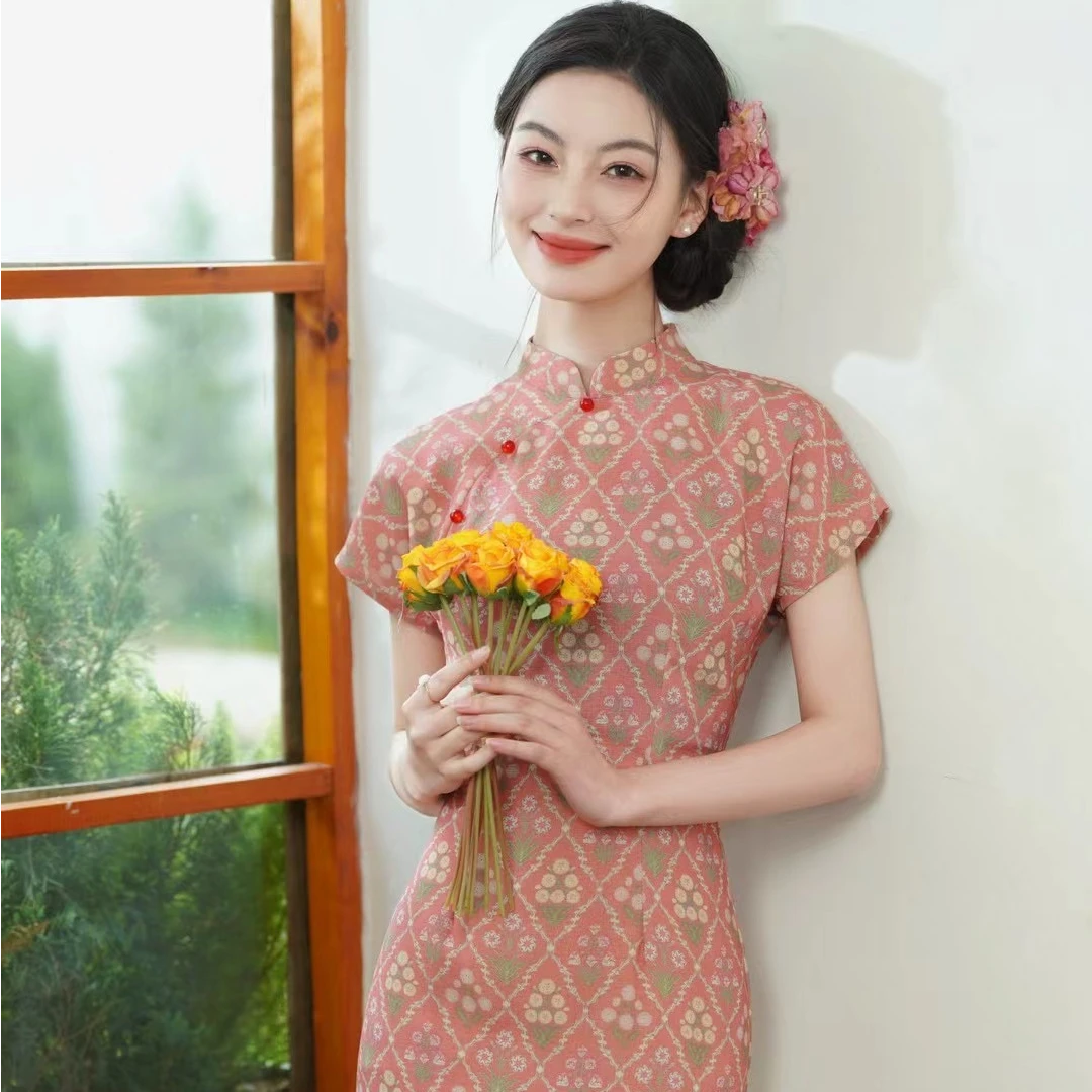 【初晴若霁】2025春款新出炉丝麻气质碎花国风女士长款旗袍 衣长125