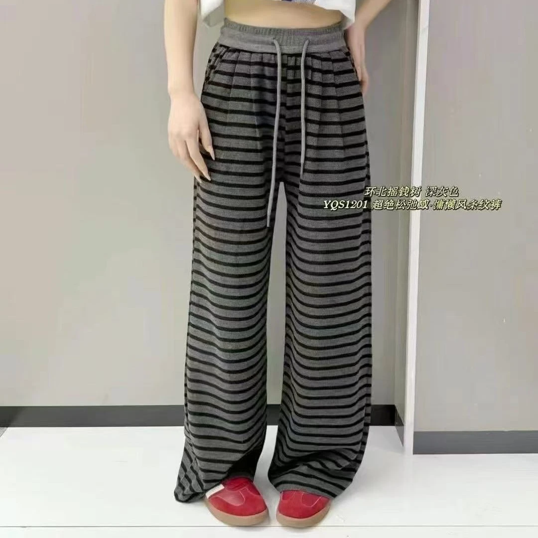 慵懒风条纹阔腿裤02