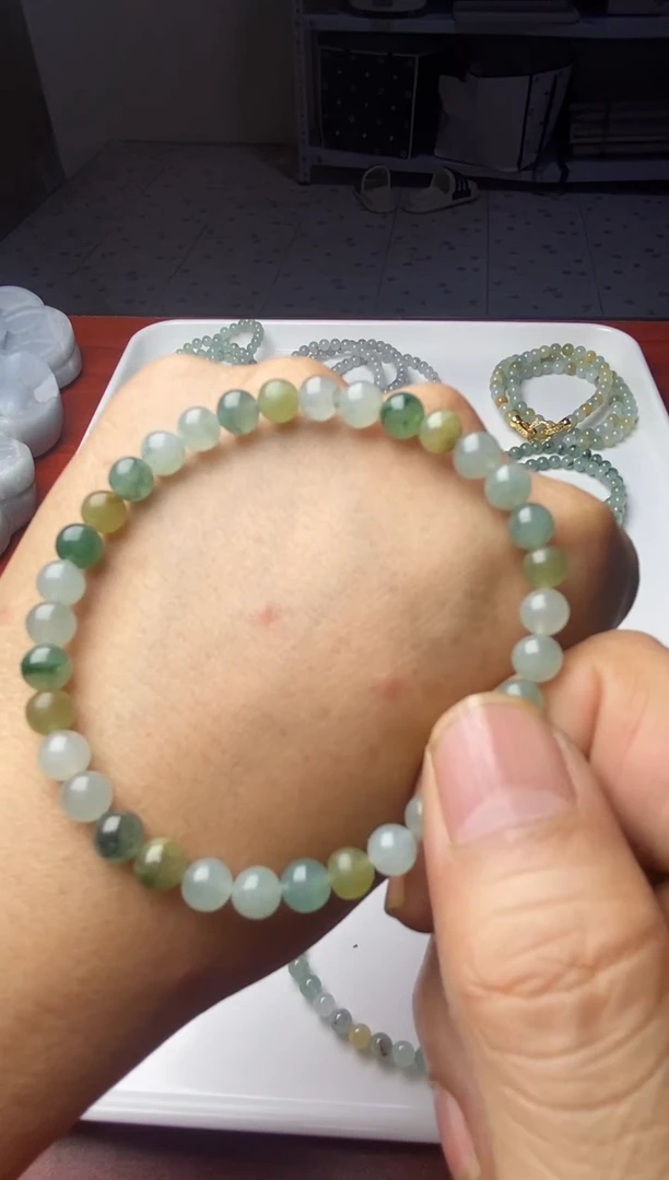 未镶嵌定制翡翠冰种多宝手串卡5.8