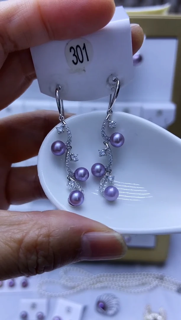 银S925镶嵌耳饰淡水珍珠301