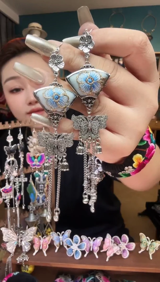 刺绣纯手工民族风刺绣耳环