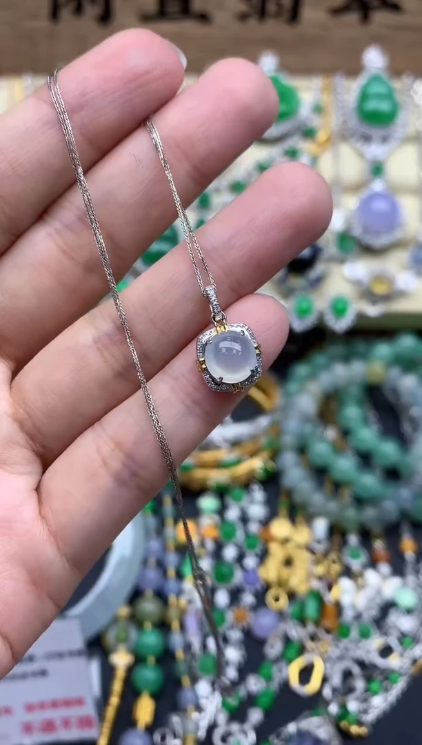 翡翠18K金镶嵌颈饰381-春日珠宝