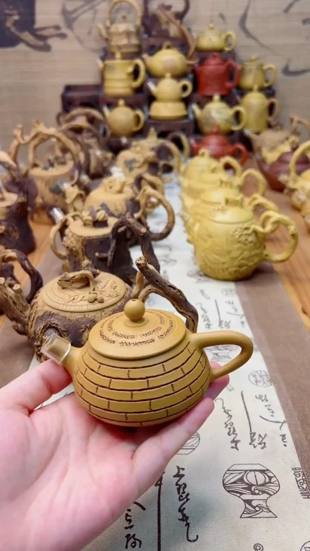 茶壶紫砂禹*石瓢竹篓壶
