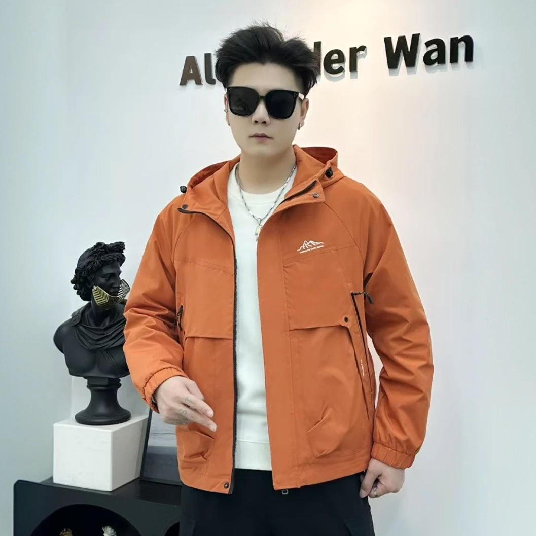 春秋季2025新款连帽夹克男潮牌休闲高端百搭薄款工装短款夹克807