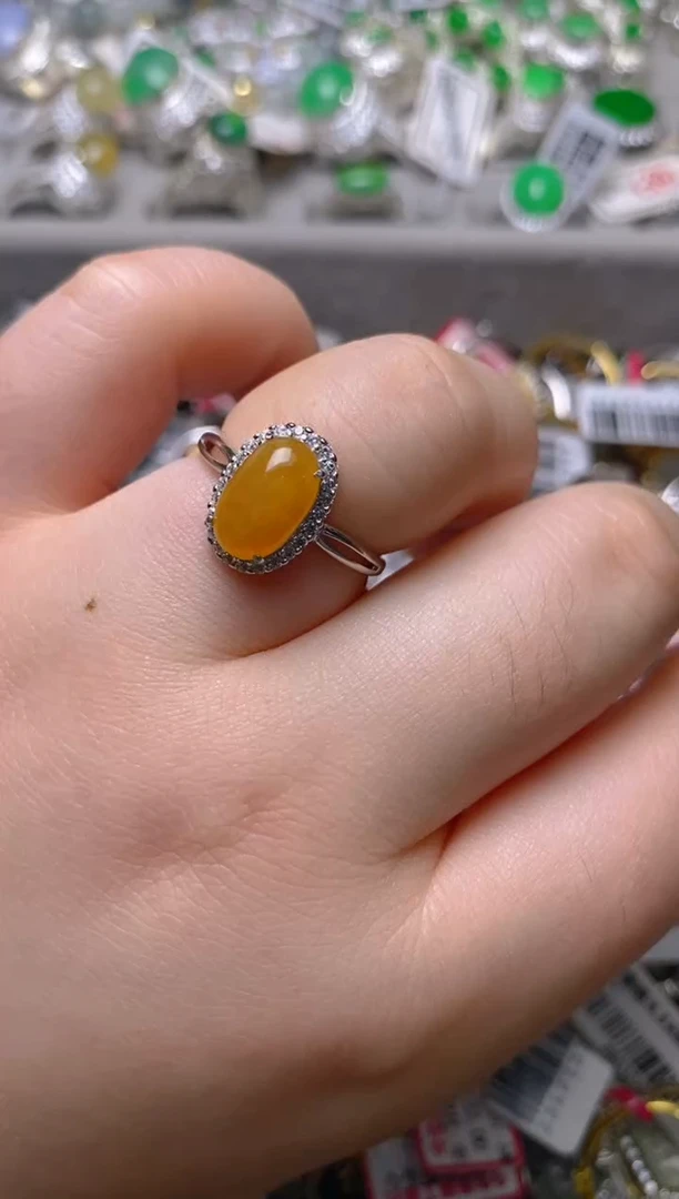 银S925镶嵌戒指翡翠百内无证书