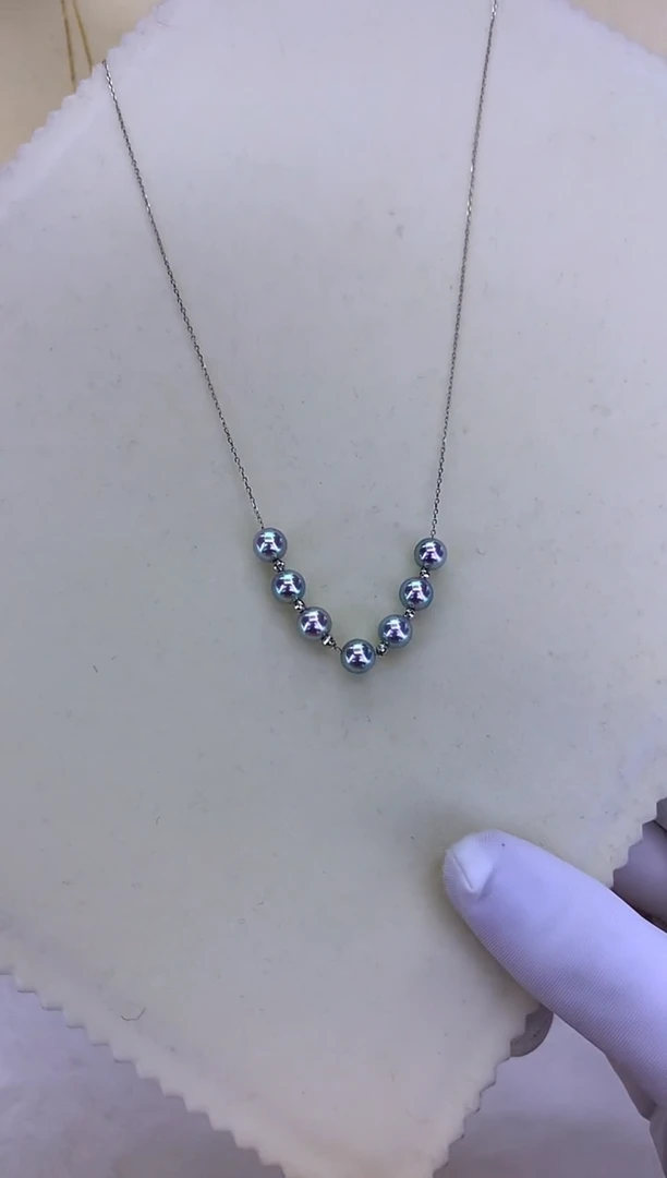 18K金镶嵌DA海水珍珠 GD095 6-7 真多麻微笑链