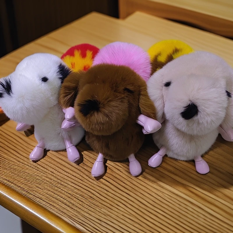 可爱狗狗真兔毛毛绒公仔包包挂饰