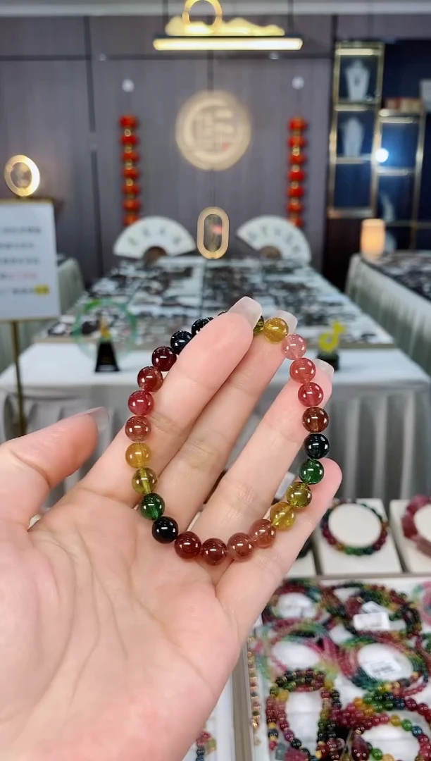 收藏级老矿碧玺单圈手串7mm+未镶嵌碧玺hon多样性发货一条