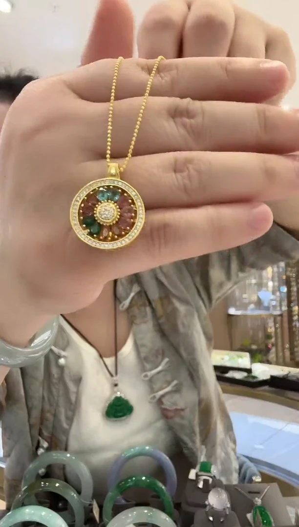 颈饰银S925镶嵌碧玺【4】（多样性发一