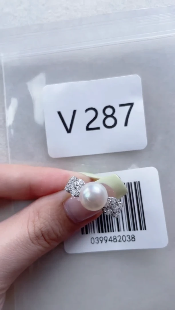 银S925镶嵌戒指海水珍珠V287