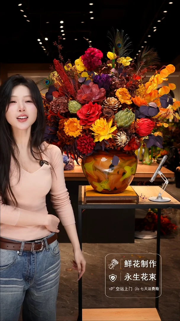 手工艺品琉璃手工花器花束空运包邮送货上门-以图片为准