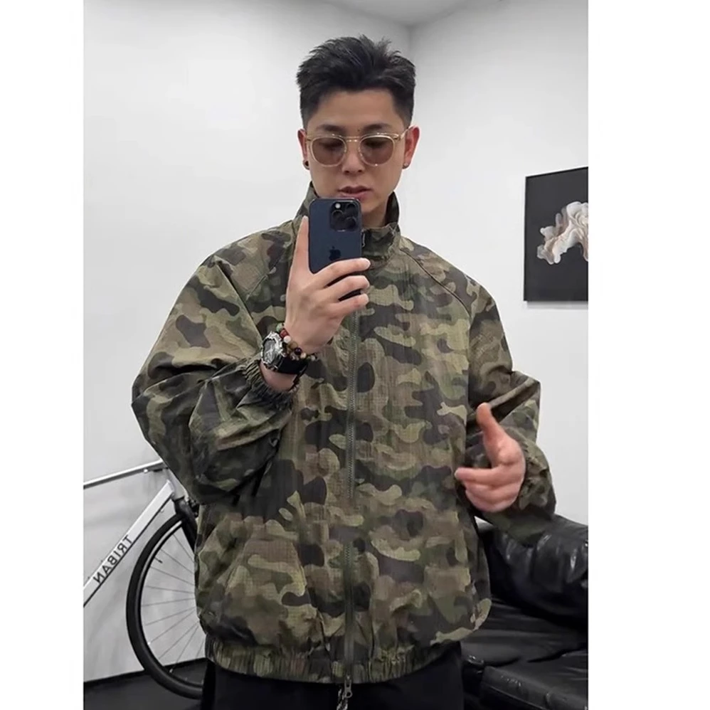 JKASHDK军绿迷彩UPF50+三防防晒衣男夏季速干冲锋衣薄款格纹外套