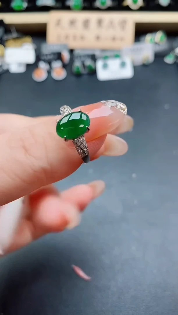 银S925镶嵌戒指翡翠1