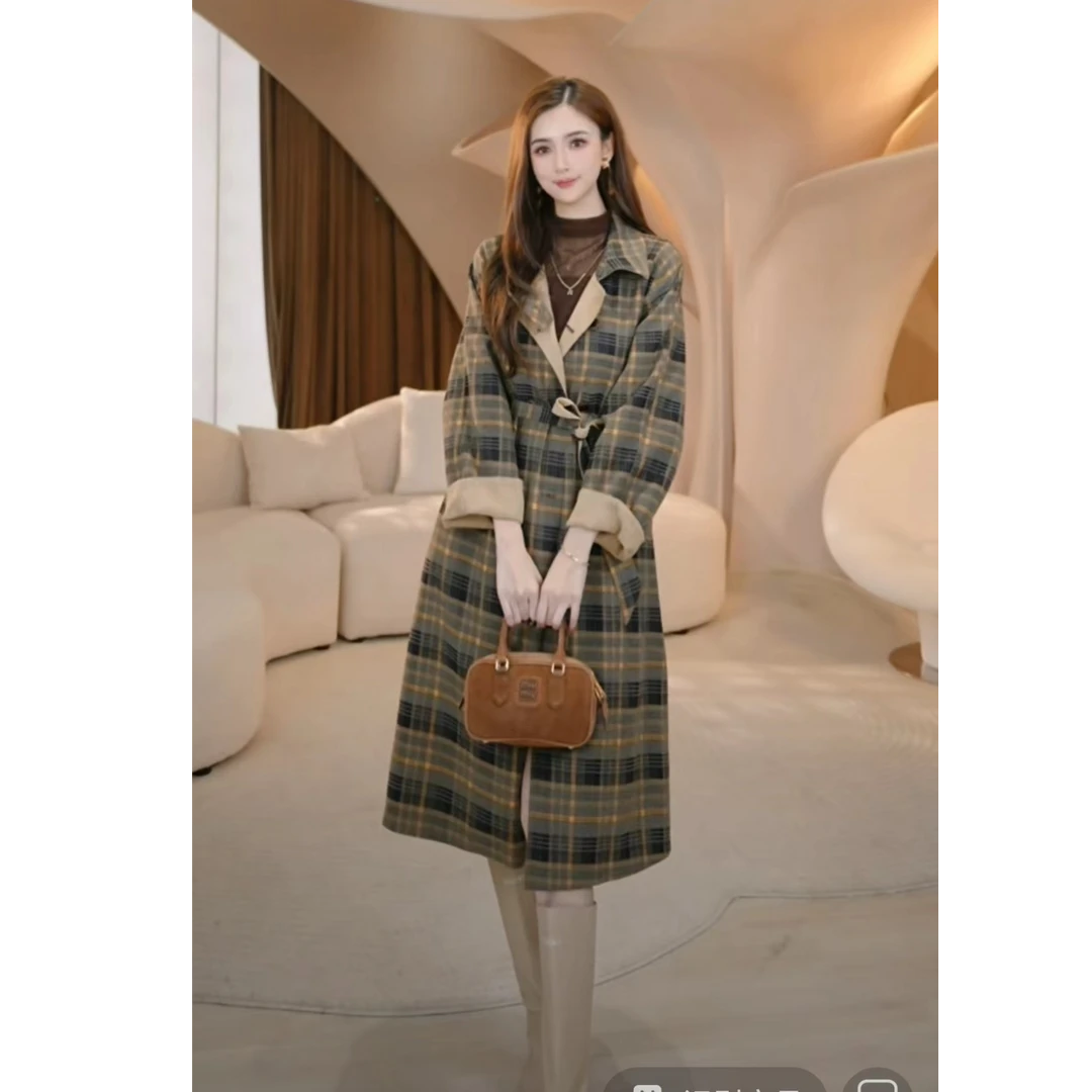 COCO BECCI【反转巴黎】英伦复古两面穿呢子长款外套CFXYC200032