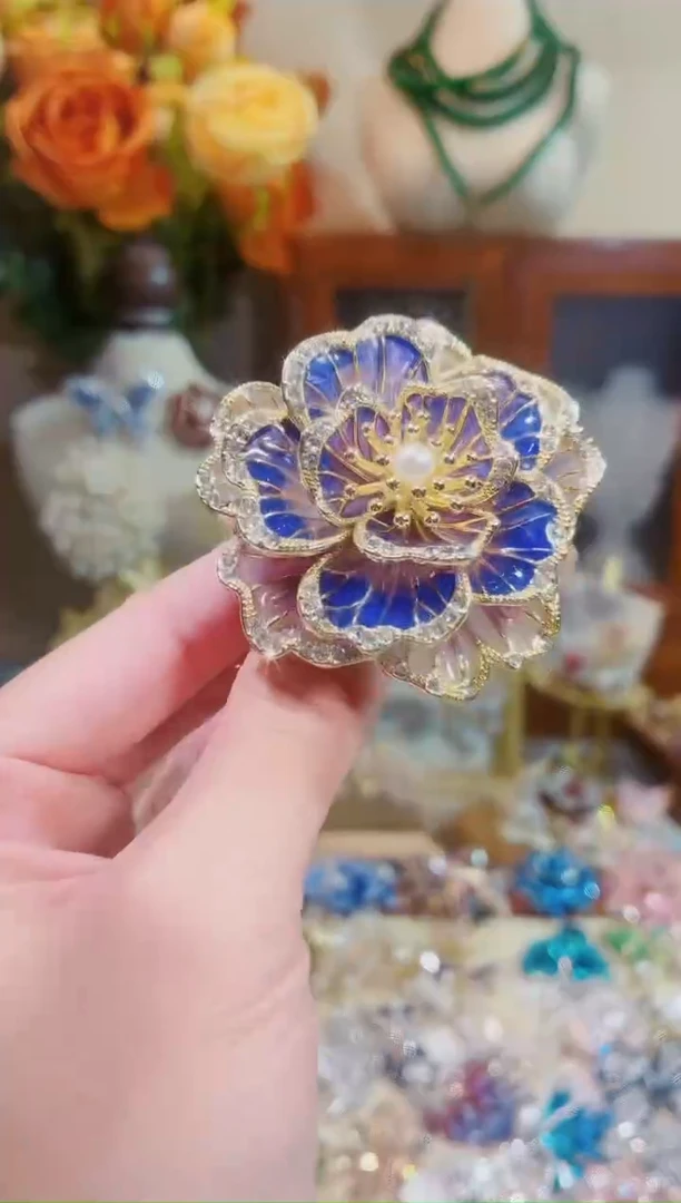 合成立方氧化锆铜合金紫色牡丹花