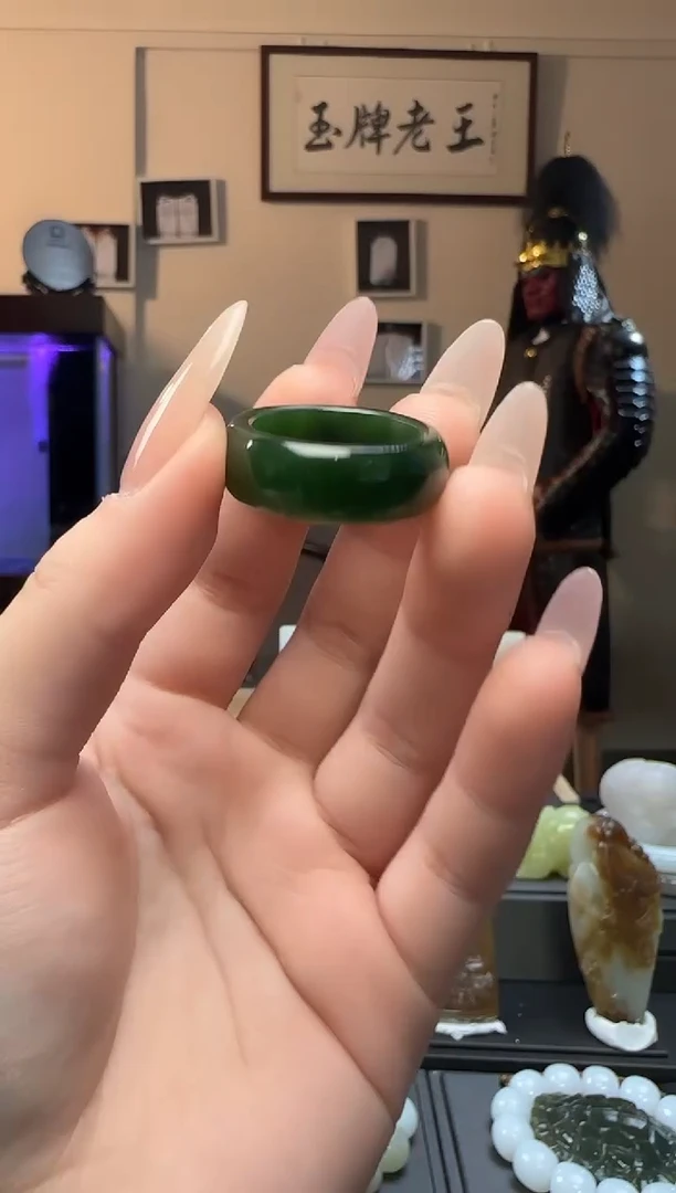 【闪购商品】和田玉碧玉戒指未镶嵌（19-21）