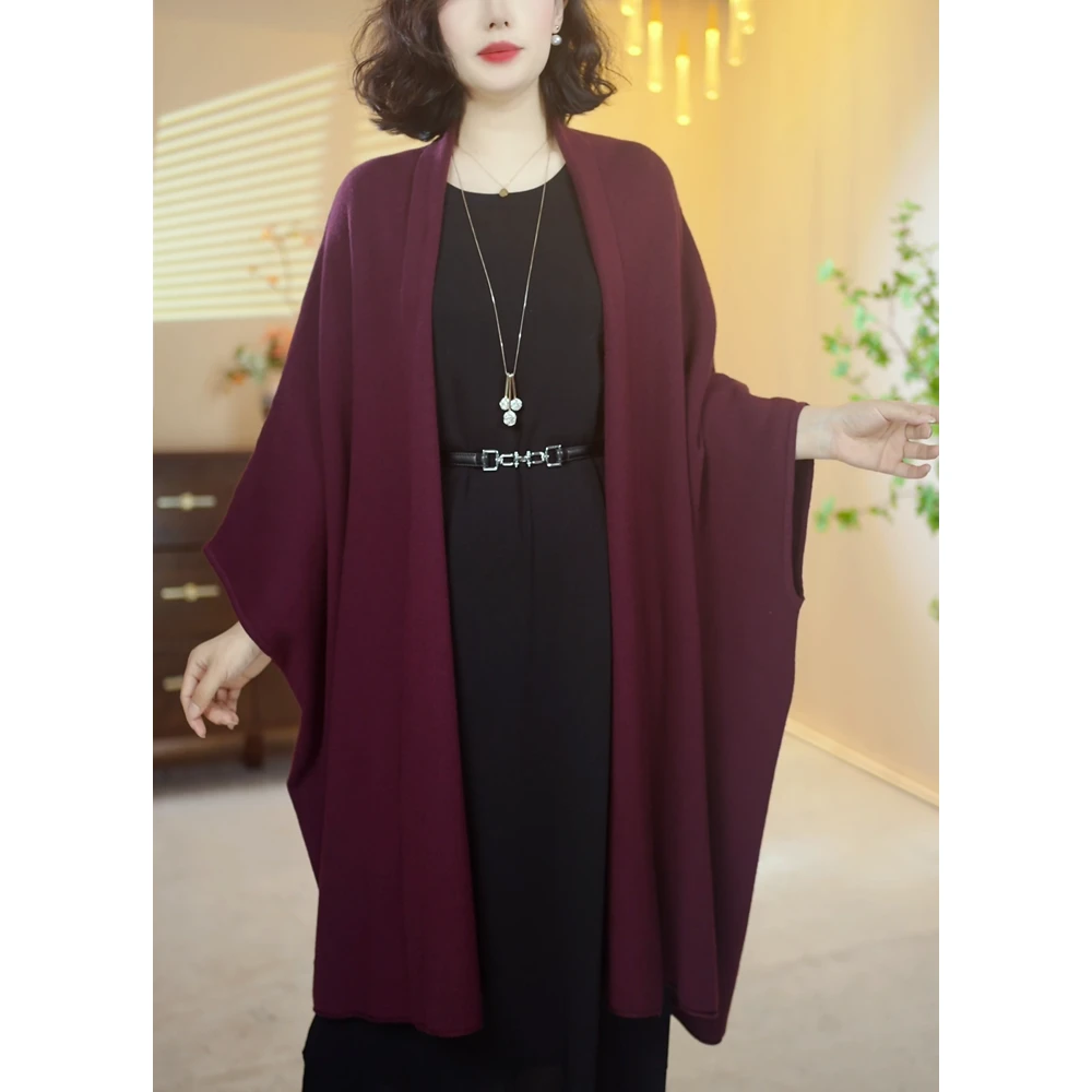 山羊绒披肩高档女装2025秋冬新款妈妈洋气时髦气质羊毛大衣外套