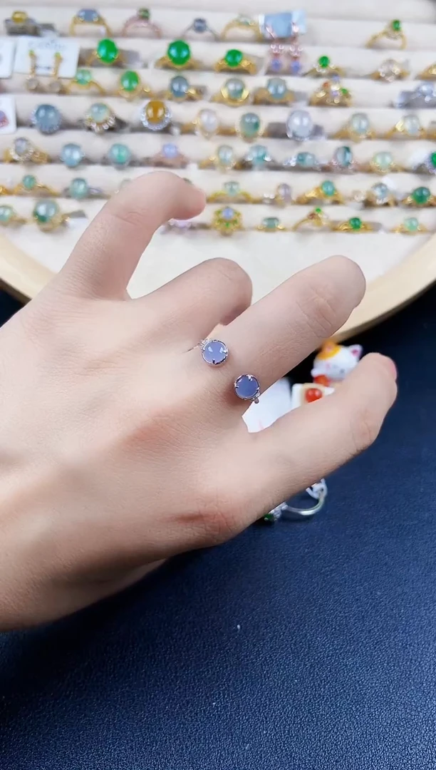 翡翠戒指银S925镶嵌12344