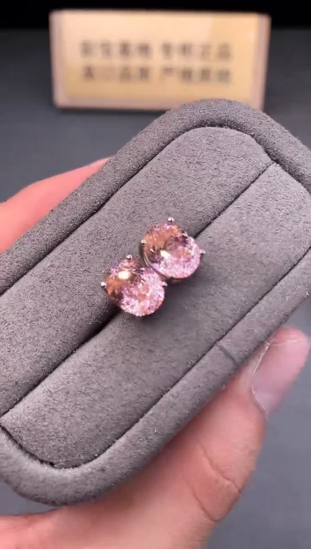 银S925镶嵌耳饰双色碧玺2222