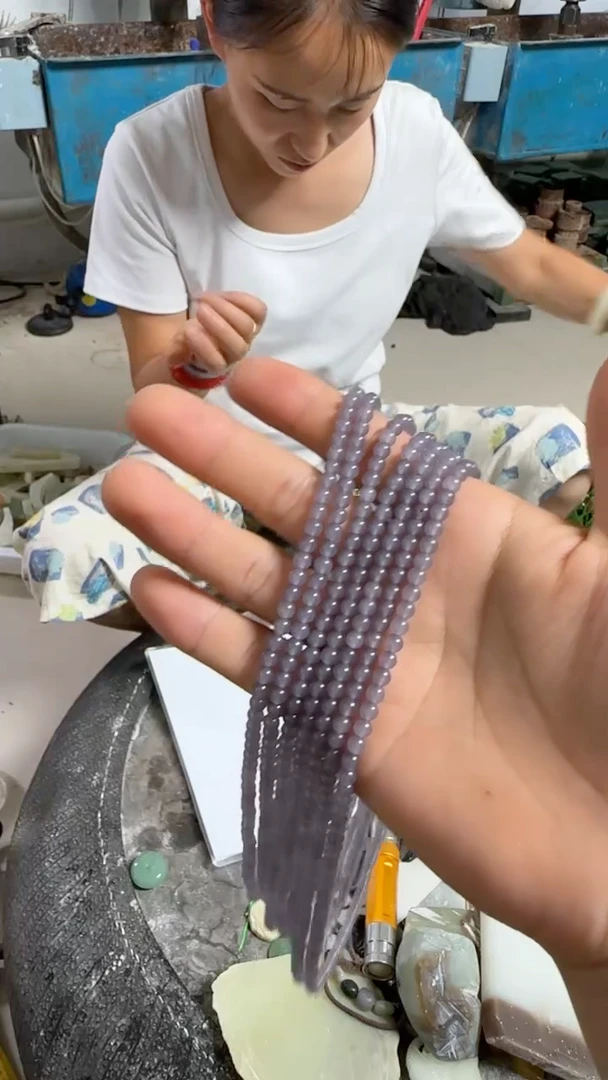 和田玉未镶嵌颈饰烟紫卡4mm小米链