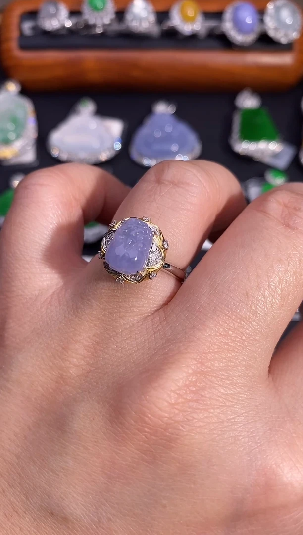 【闪购商品】翡翠戒指18K金镶嵌戒指