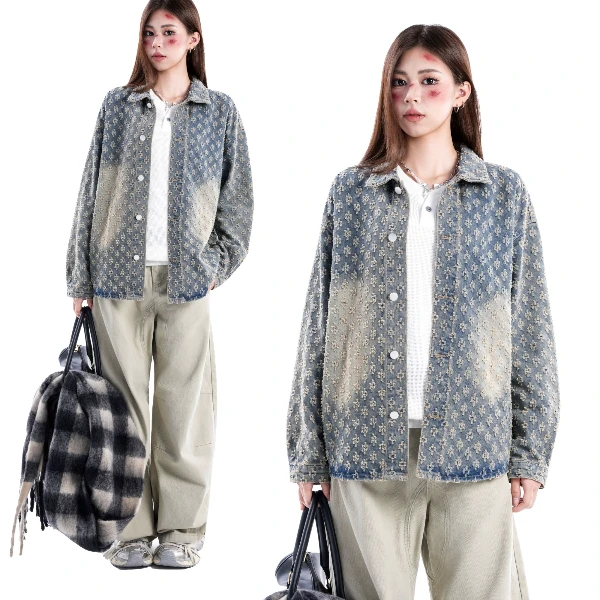 IDLE IDOL提花牛仔夹克秋季新品复古男生衣服高级感不挑身材外套