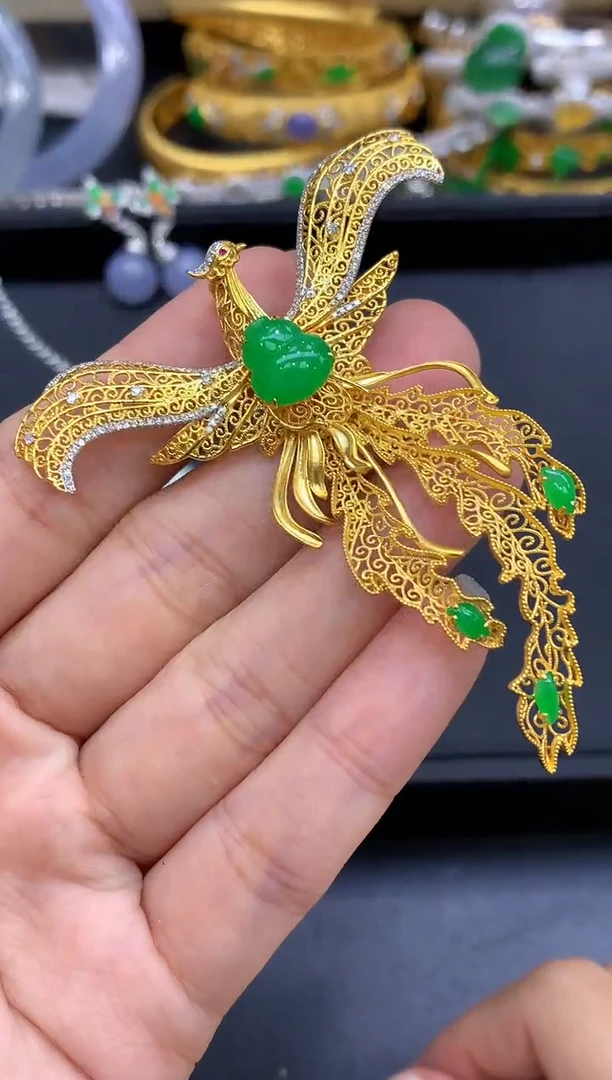 颈饰18K金镶嵌翡翠848-中国好珍宝