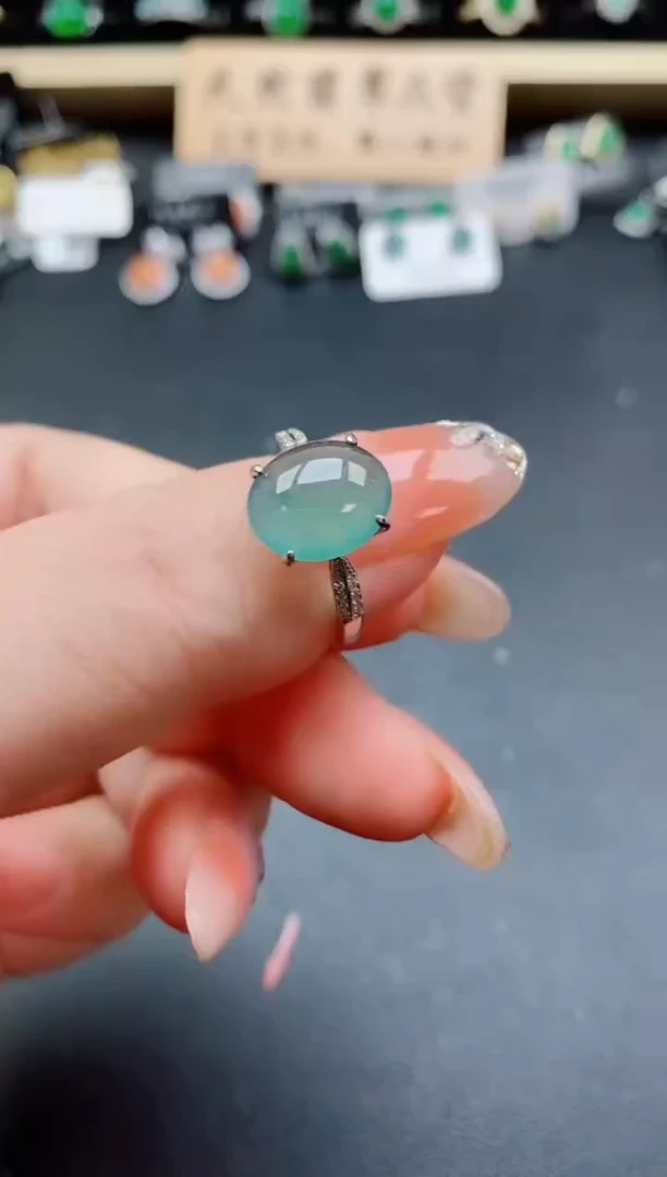 银S925镶嵌戒指翡翠1