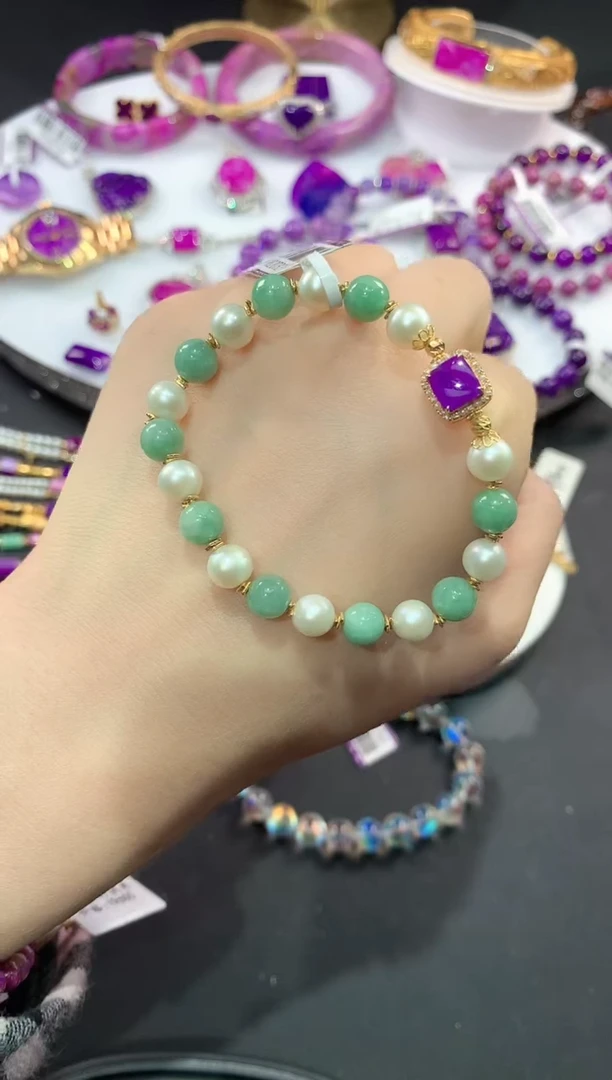 苏纪石（舒俱来）18K金镶嵌.手串